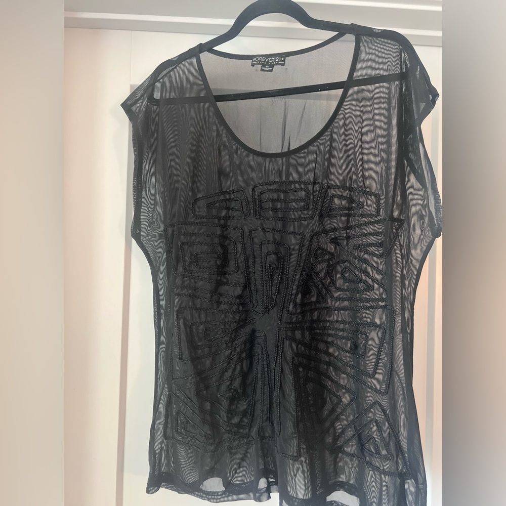 Forever 21 Plus See through black top size 2x